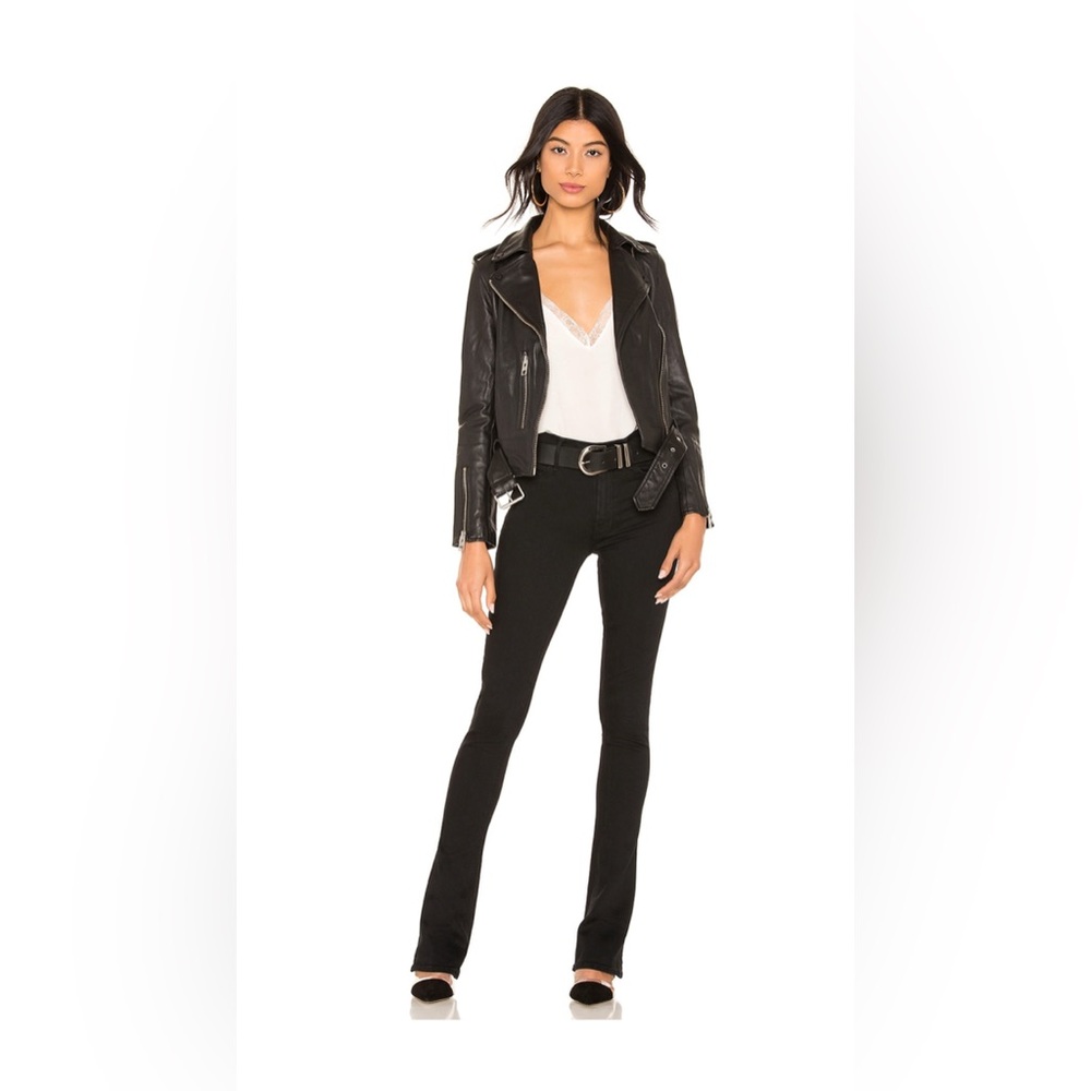 AllSaints Balfern Leather Biker Jacket - Black Lamb Leather - Size 4 - Picture 2 of 5